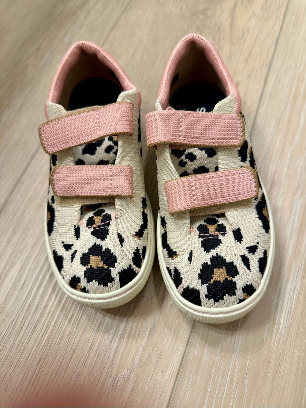 Rothy's Kids Leopard Knit Sneakers with Pink Straps